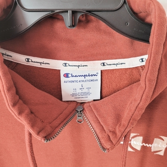 Champion Campus Eco Fleece Mini Zip Mock Neck Large Warm Cinnamon - Picture 2 of 11